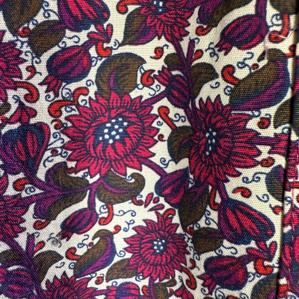 Duluth Trading Co Womens Burgundy Floral Button Up Tunic Blouse L Cotton Stretch - Picture 3 of 11